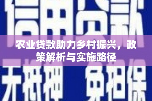 开江农业贷款助力乡村振兴，政策解析与实施路径
