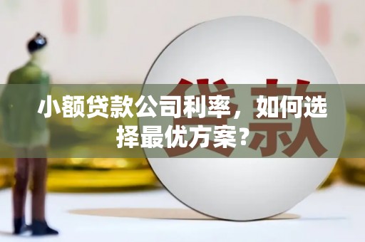 开江小额贷款公司利率，如何选择最优方案？