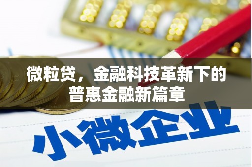 开江微粒贷，金融科技革新下的普惠金融新篇章