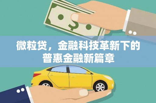 开江微粒贷，金融科技革新下的普惠金融新篇章